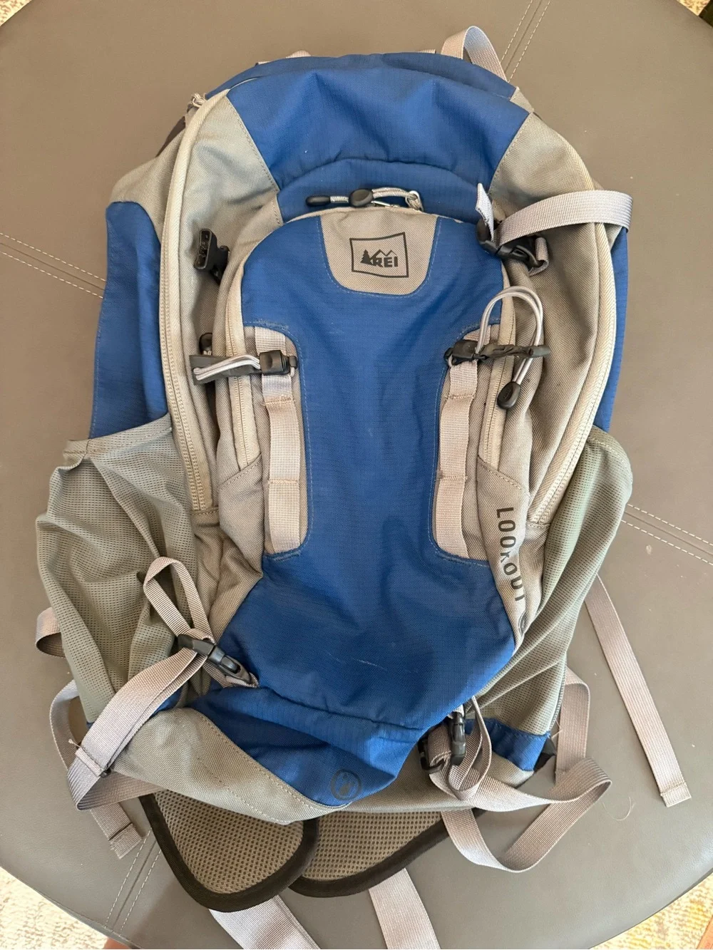 REi Lookout 40L Hiking Backpack Eco Sensitive Gray and Blue